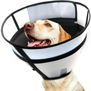 Upgraded Dog Cone Collar for Dogs After Surgery, Soft Transparent Pet Recovery Collar for Large  Dogs, Depth Adjustable Dog Cone Collar, Elizabethan Collar (L, Black) (L (Neck: 14.17-16.54"))