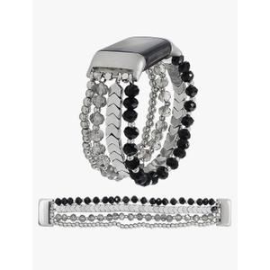 WONMILLE Beaded Bracelet Compatible with Fitbit Charge 6 Bands/Fitbit Charge 5 Bands Women, Elastic Stretch Bracelets Jewelry Strap Replacement for Charge 6/Charge 5 Fitness Tracker