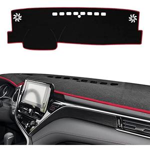 POSAID for Toyota Camry Dash Cover 2024 2023 2022 2021 2020 2019 2018 Dashboard Cover Mat Custom Fit Toyota Camry 2018-2024, Red Trim