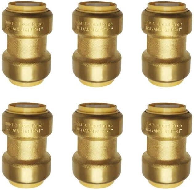 HQMPC 1" Pex Fitting Straight Coupling Push Fit PEX Fittings, Push-to-Connect Copper, CPVC, No Pb Brass Plumbing Fittings (6, 1 Inch(1")) HQMPC 1" Pex Fitting Straight Coupling Push Fit PEX Fittings, Push-to-Connect Copper, CPVC, No Pb Brass Plumbing Fittings (6, 1 Inch(1"))