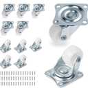 Low Profile Plastics Casters Wheels (12, 1" White)
