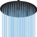 16 Inch Rainfall Shower Head, BSTIIU Stainless Steel Round Shower Head, Extra Large Ceiling Mount Shower Head, Matte Black