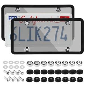 A Pair of Unbreakable Clear License Plate Frames, Slim Design, Rust-Proof Plasitc Holder, Fits All Standard Plates, Screws Included