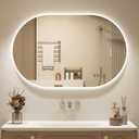 OKPAL Backlit Oval Lighted Bathroom Mirror with Lights, 40 x 30 Pill-Shaped LED Vanity Mirror for Wall, Anit-Fog, Dimmable, Memory Function, Shatterproof, UL (Horizontal/Vertical)