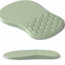Ergonomic Mouse Pad Wrist Support,Friendly Green Wrist Rest Mousepad for Carpal Tunnel Pain Relief,Integrated Memory Foam Slope Massage Bulge Design