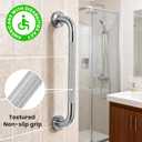 Knurled Mirror Polished Bathroom Grab Bar 2 Pack, 18 Inch Universal Stainless Steel Shower Grab Bars for Seniors, Wall Mounted Handicap Safety Bar with Balanced Anti-Slip Support, Easy Installation