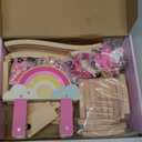 Lehoo Castle Wooden Train Set - Unicorn Train Set for Toddlers 2-4, Wooden Train Track Toddler Girl Toys, Pink Train Fantasy Toys for 3 4 5 6 7 Year Old Girl