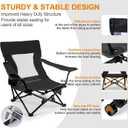 Joyfair Beach Camping Chair (2 Pack), Outdoor Folding Lawn Chair for Adults, Heavy Duty Portable Chair with Armrest for Outside Fishing, Sport, Patio, Cup Holder & Storage Pocket, Carry Bag (Black), 27 inches x 23 inches x 26 inches