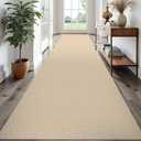 EARTHALL Extra Long Runner Rug 3x18 Ft Washable Runners for Hallways Cotton Non Slip Entryway Runner Braided Kitchen Runner Indoor Outdoor Carpet Runners for Hotels, Officel, Stair, Golden Beige/White