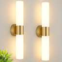 Wall Sconces Set of Two, Modern Bathroom Sconces Wall Lighting with Milky White Glass, Brushed Gold Sconces Wall Decor Set of 2 for Bathroom Mirror Bedroom Living Room Hallway