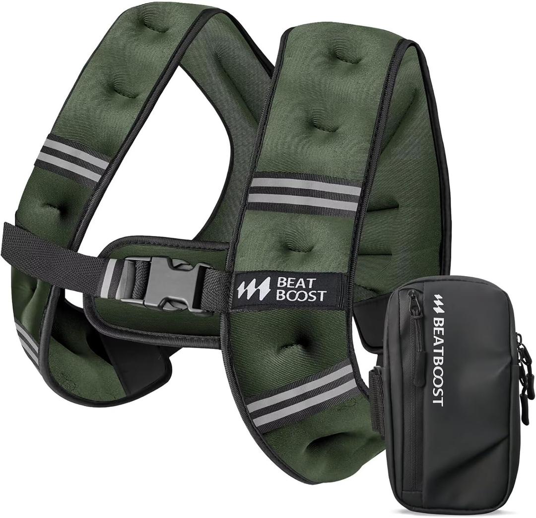 Weighted Vest Woman BeatBoost 5 10 15 20 25 30 lb Weight Vest with Ironsand for Walking Strength Training Running Workout (Green)