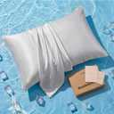 Bedsure Cooling Pillowcase for Hot Sleepers, Silk Like Pillow Case Queen Size Set of 2, Reduce Wrinkles & Frizz-Free Hair, Infused with HA & Ceramides for Skin, Hidden Zipper, Queen, Grey