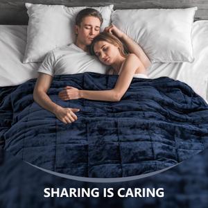 Sherpa  Weighted Blanket for Adult,  Flannel Cozy Plush Bed Blankets, Fuzzy Sherpa Weighted Blankets Full Size, Super Soft Blanket for Sofa, 70 x 90 inches, Navy Blue