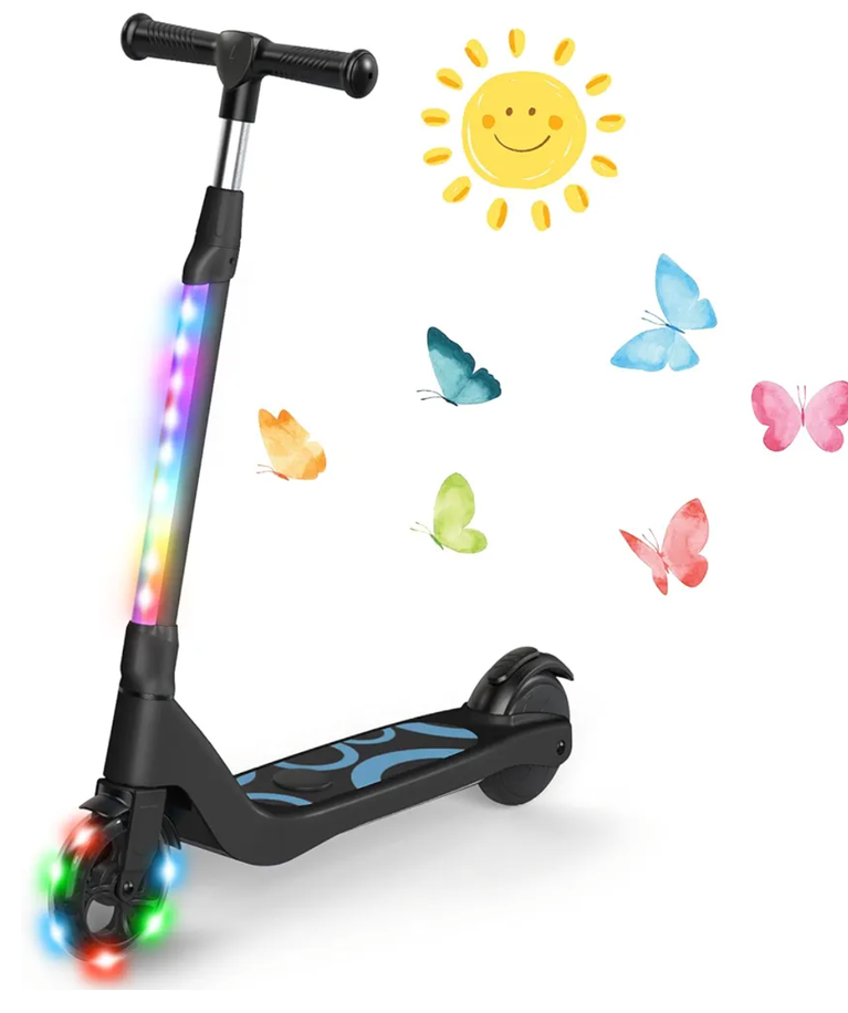 SISIGAD Electric Scooter for Kids Ages 6-12, LED Light-Up Deck, Kids Scooters with 3 Adjustment Levels Handlebar to 36 Inches High,5.3" Wheel Kick Scooter