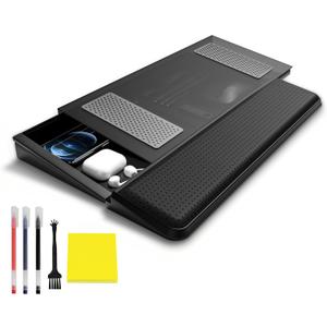 Computer Keyboard Stand with Wrist Rest & Storage Tray - Acrylic Keyboard Riser for Office Desk Accessories Decor, Ergonomic Keyboard Holder for Home Comfortable Typing - Fits All Keyboard Sizes