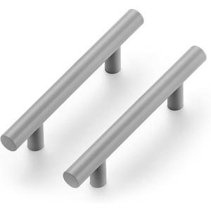 Ravinte 12 Pack | 5 Inch Cabinet Pulls Grey Stainless Steel Kitchen Drawer Pulls Cabinet Handles 5 InchLength, 3 Inch Hole Center (Gray)