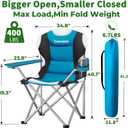 Camabel Folding Camping Chairs Oversized Heavy Duty Padded 400 LBS Beach Chair Portable Outdoor Lawn Chairs with Cup Holder Carry Bag for Sporting Hiking Picnics Fishing Deep Lake Blue