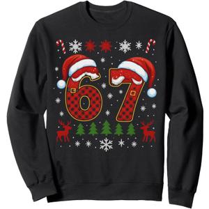HUGvyn Funny 67 Six Seven Squad Meme Christmas Ugly Sweater Sweatshirt