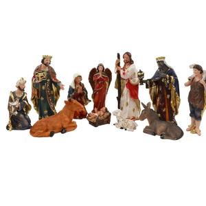 6" Nativity Set with 11 Figures, Nativity Scene Figurines Christmas Indoor Statues Resin Religious Decorations