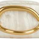 Women Acrylic Clutch Box Metal Handle Evening Bag Trendy Ladies Shoulder Crossbody Purse for Wedding Party Causal (Beige)