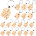 Roowest 50 Pcs Welcome Home Keychain In Bulk Wood New Home Keychain Gifts Homeowner Engraved Wooden Key Tag Small House Shaped Keychains for Family Client Buyer Customer