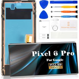 OLED for Google Pixel 6 Pro Screen Replacement for Google Pixel 6 Pro LCD Digitizer Repair Kits for Google Pixel 6 Pro GLUOG G8VOU Touch Screen Display Assembly Replacement with Frame(Black)