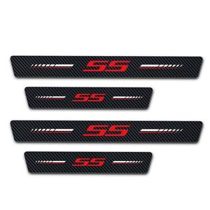 Annloysky 4Pcs Door Sill Plate Protectors Compatible with Chevy Camaro SS Car Accessories, Carbon Fiber Leather Door Sill Stickers for Camaro SS Auto Accessories