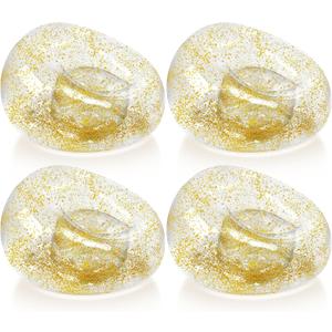 Realspring Inflatable Bean Bag Chair for Adult Bean Bag Sofa Chair Blow up Inflatable Furniture for Outdoor Living Room Bedroom Balcony Travel Party Gift Accessories(Gold Glitter,4 Pcs)