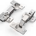 60 Pack Frameless Half Overlay Soft Close Concealed Hinges, Satin Nickel, Self Closing, 105 Open Angle 3D Adjustment, Stop 85  105 Degrees, Clip On, Stainless Steel for Cabinet Door