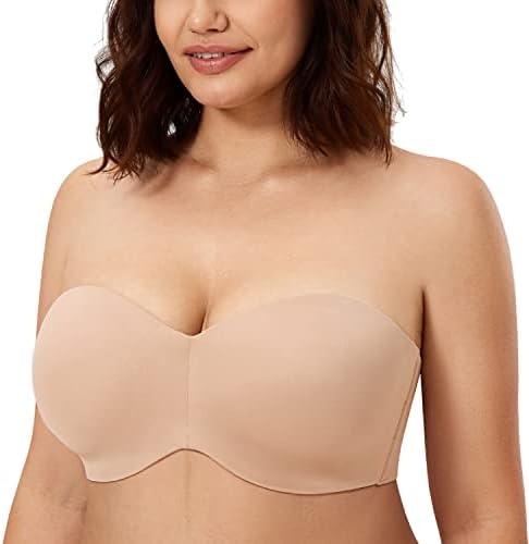 CALVENA Unlined Strapless Bra for Women Minimizer Seamless Bandeau Underwire Bra for Big Busted  Size:40B