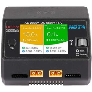 HOTA D6 Pro Lipo Charger AC200W DC650W 15A for LiHv Nicd NiMH Lipo Battery with Balance Phone Wireless Charging RC Car Drone Parts
