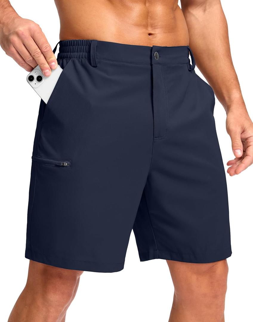 G Gradual Men's Casual Shorts 7"/ 9" Lightweight 4 Pockets Stretch Quick-Dry Summer Shorts for Golf Work Hiking Trips(7", Navy, M)