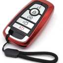 MECHCOS Fit for Ford Edge Mustang Explorer Bronco Escape Expedition Maverick F-150 Lightning F-250 F-350 F-450 F-550 Super Duty F-650 F-750 Red TPU Key Fob Cover Case Holder Protector Accessories