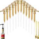 12 Pcs Syrup Pumps Dispenser, Compatible with 25.4 Oz/750ml Bottles, Great for Home & Coffee Bar Drinking Mixes, Tea, Beverage, Cocktails, Plus Spoons(Gold 5.23")