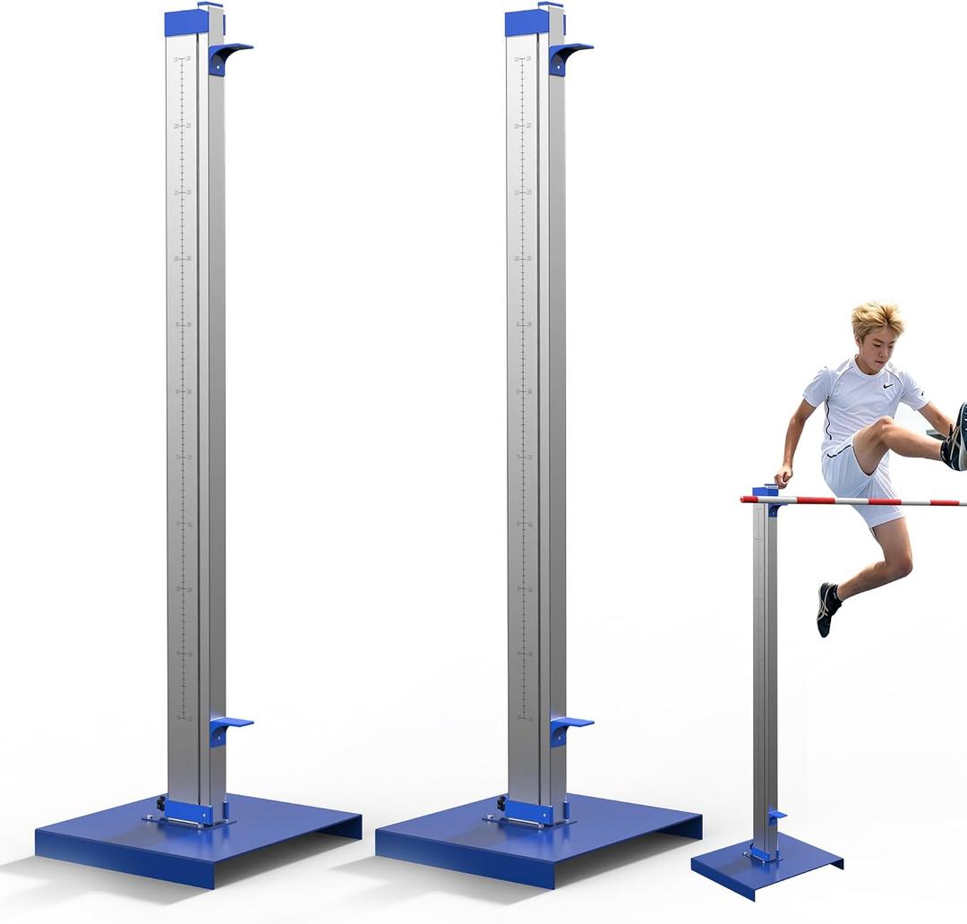 Track Field High Jump Stand, 2PCS Adjustable Aluminum, 1-7.5 Ft, Large Base