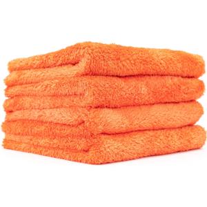 The Rag Company - Eagle Edgeless 500 (4-Pack) Professional Korean 70/30 Blend Super Plush Microfiber Detailing Towels, 500GSM, 16in x 16in, Orange