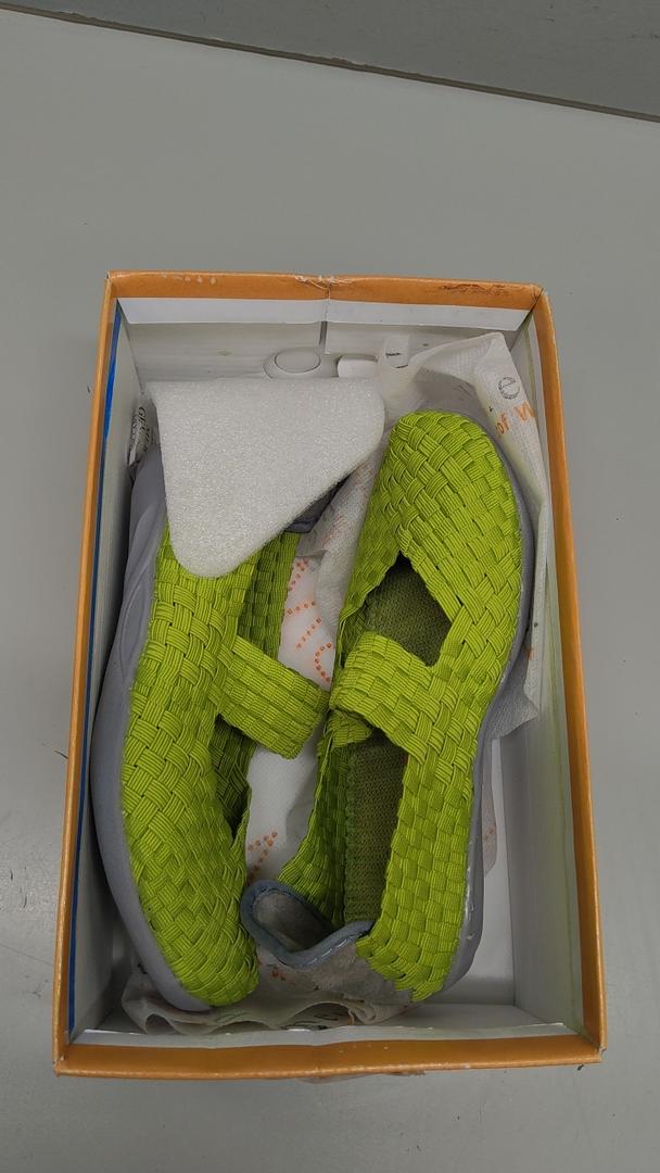 Veroders Women's Mary Jane Sneakers Flats Woven Elastic Wedge Sandals Lightweight Walking Shoes for Work Use, US 1