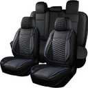 HChengkikz Car Seat Cover, Waterproof Faux Leather (Black + Blueline)