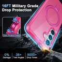 Hocase for Samsung Galaxy S25 Case, with Ring Stand [Magnetic Wireless Charging Supported] [Military Grade Protection] Slim Shockproof Translucent Protective Phone Case - Hot Pink