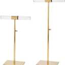 Jewelry Display Stand 2 Packs Stainless Steel Purse Display Stand Acrylic Necklaces Holder Towers Adjustable Height Tabletop Jewelry Organizer for Home Store Boutique