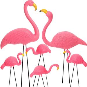 Pink Flamingo Yard Decorations, 2 Extra Large 28" and 4 Small 18" Tall Flamingo Yard Ornament with Metal Stakes, Plastic Lawn Statue Garden Patio Outdoor Decor for Luau Tropical Parties