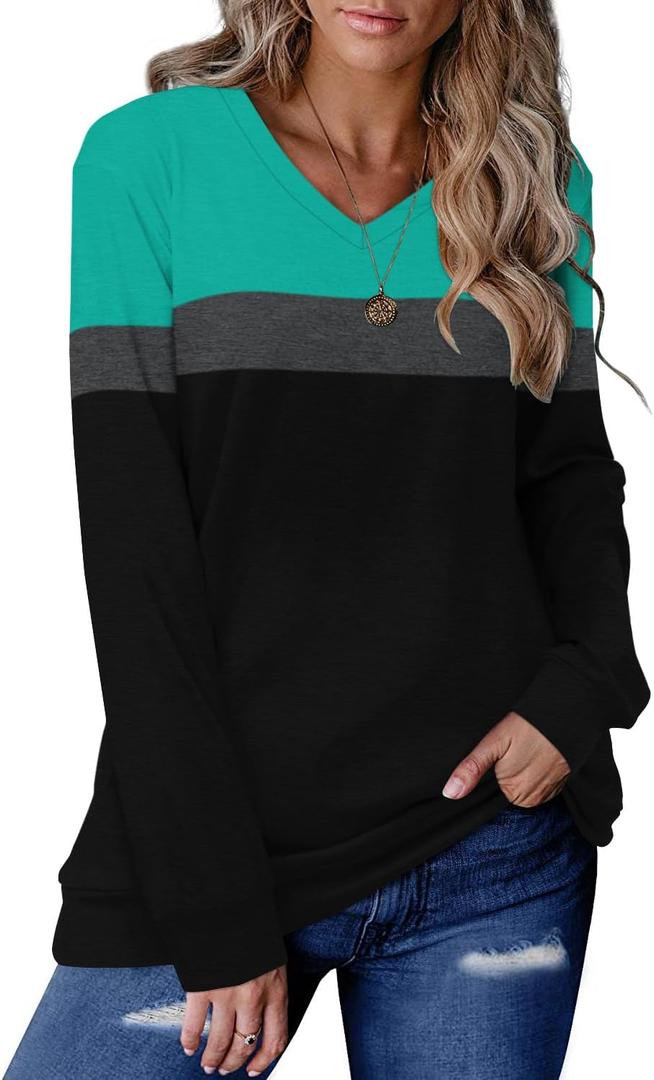 CRAZY GRID Womens Trendy Long Sleeve Shirts Casual Loose Soft Sweatshirt Fall Tops (Large)