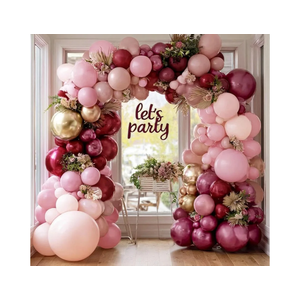 Burgundy Pink Balloon Garland Double Stuffed Pastel Light Pink Gold Mauve Balloons Maroon Lavender Latex Plum Balloon Arch Kit for Birthday Valentine Galentine Wedding Baby Shower Decoration