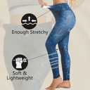 +MD High Waist Women's Printed Leggings (Blue, L)