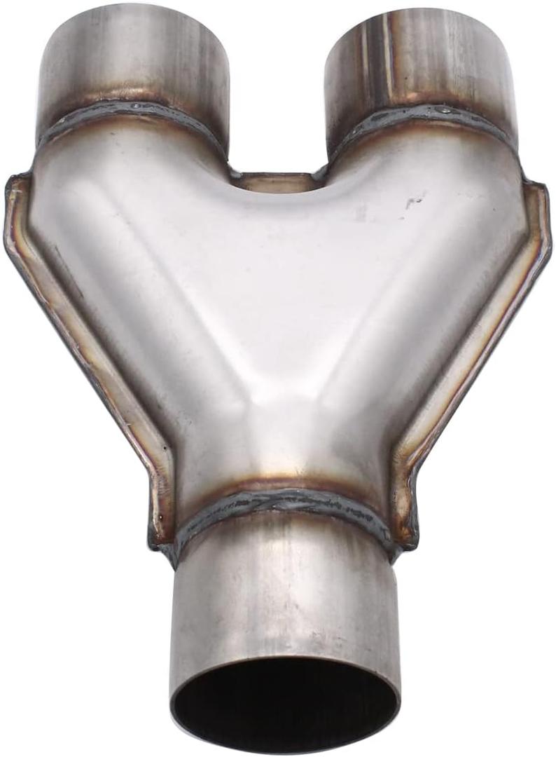 1 pc SHLPDFM Universal Stainless Steel Y Pipe Adapter 2.5" Dual In & Out 10" long Exhaust Pipe Tip