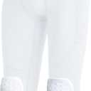 COOLOMG Youth Basketball Leggings with Knee Pads Boys Padded Compression Pants White XL