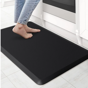 KitchenClouds Kitchen Mat Cushioned Anti Fatigue Rug 17.3"x28" Waterproof, Non Slip, Standing and Comfort Desk/Floor Mats for House Sink Office (Black)