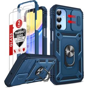 LeYi Cell Phone Case Cover Galaxy A15 5G and Screen Protector, Smartphone Case Galaxy A15 5G Cell Phone Accessories, Magnetic Stand, Shock Proof Funda para Smart A 15 5G, Blue