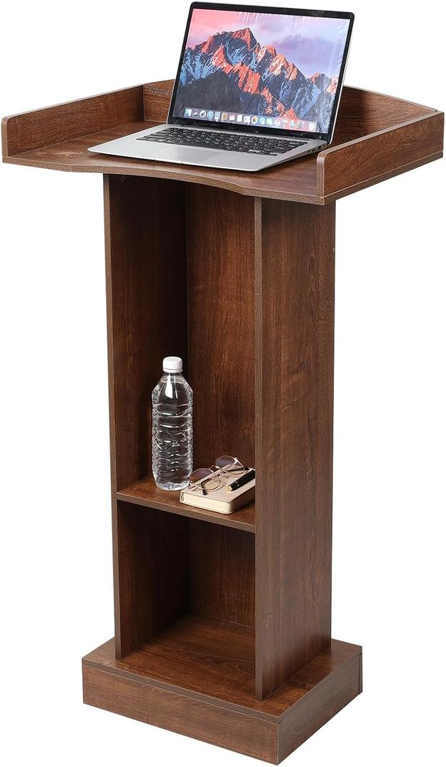 Podium Stand for Lectern Presentation Church Classroom, Pulpit with Wooden Heavy Base, Oak Podium for Lecture, Wedding Speech