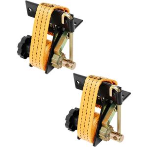 Ladder Rack Ratchet Straps, W/J-Hook (2PCS), 1.4" Black Square Tube Mount, 1.5" Wide x 7.5' Long, Orange Truck Rack Straps, 500 lbs Load Heavy Duty, Lumber Rack Ratchet Strap, Pipe/Roof Rack Strap